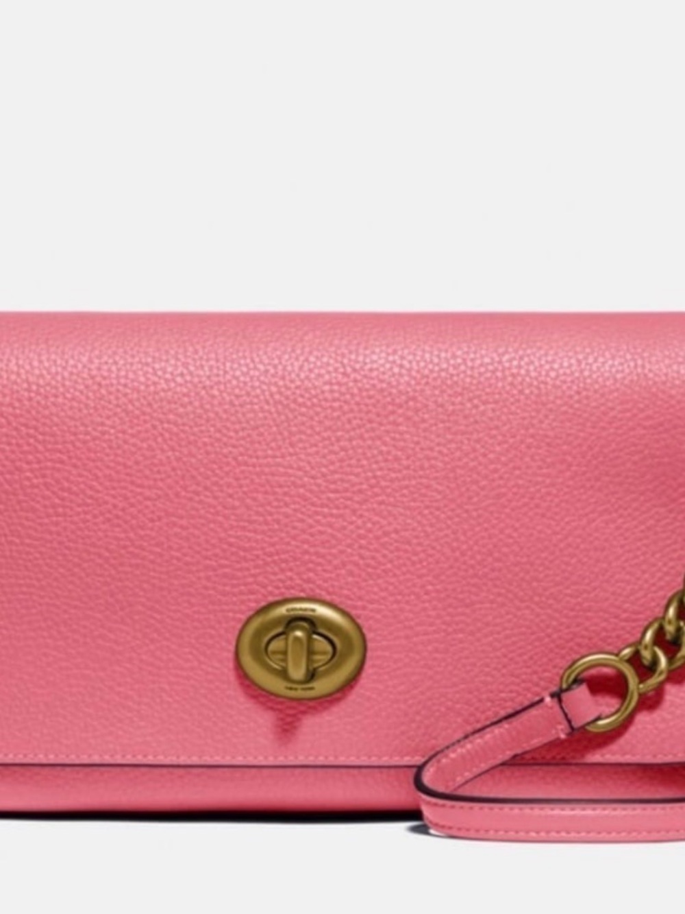 Coach Pink Leather Turnlock Crossbody Clutch